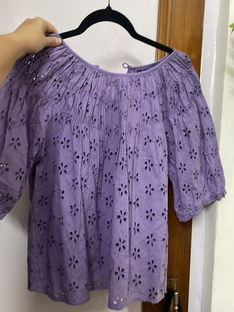 Westside Lov Lavender Cut work Top With Inner