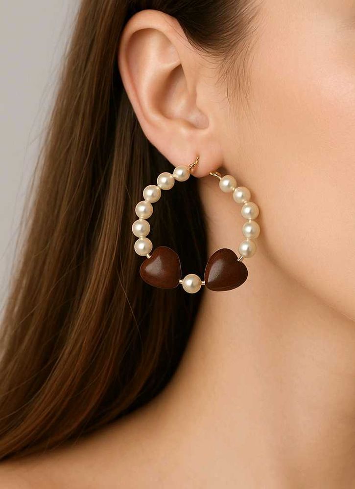 Pearl &amp; Heart Hopper Earrings