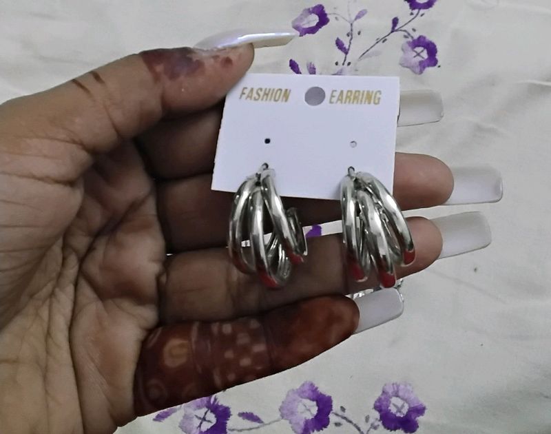 Silver 3 Loop Earrings
