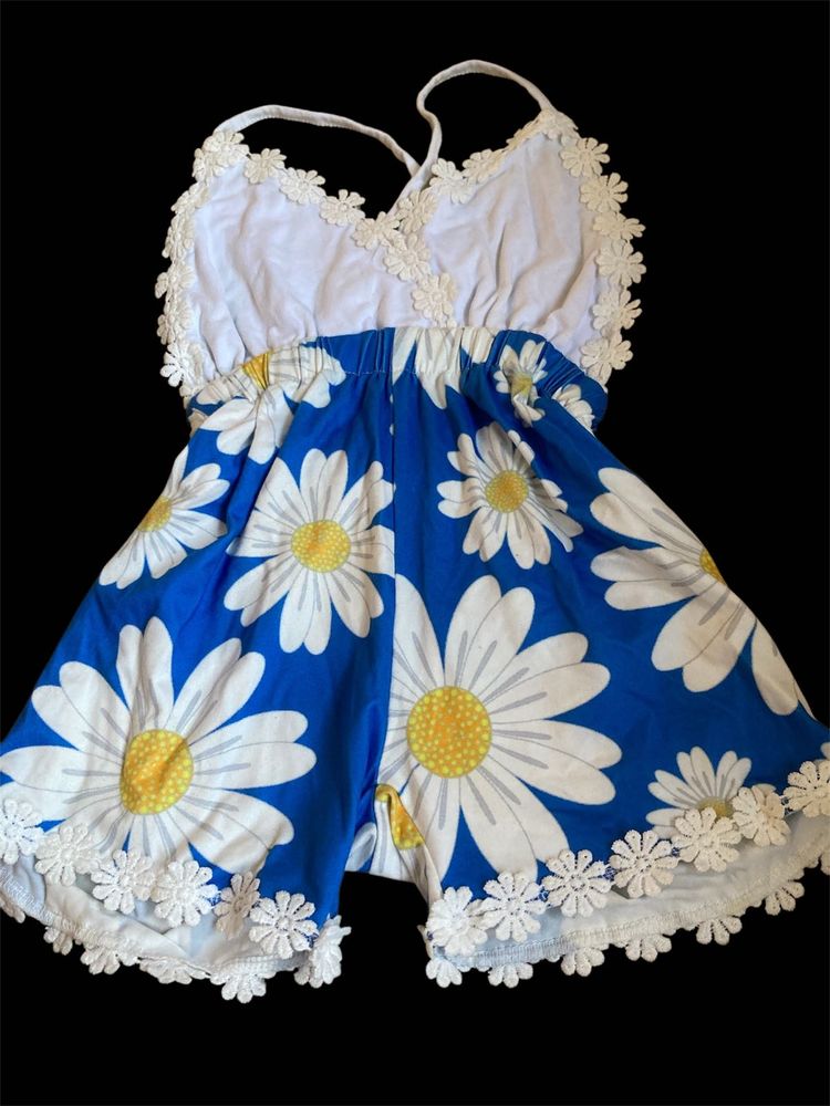 Daisy Romper with Lace Trim