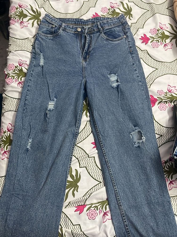 Ripped Wide Leg Jeans