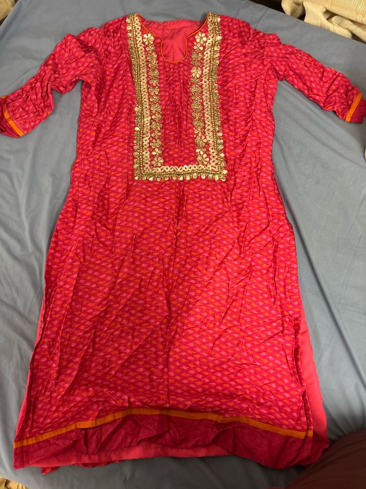 Pink Embroidered Kurta