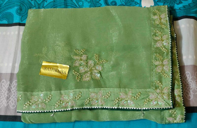 Olive Green Saree