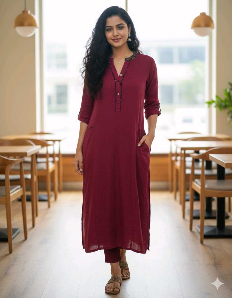 Maroon Kurta