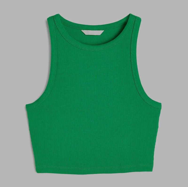 Green Ribbed Tank Top