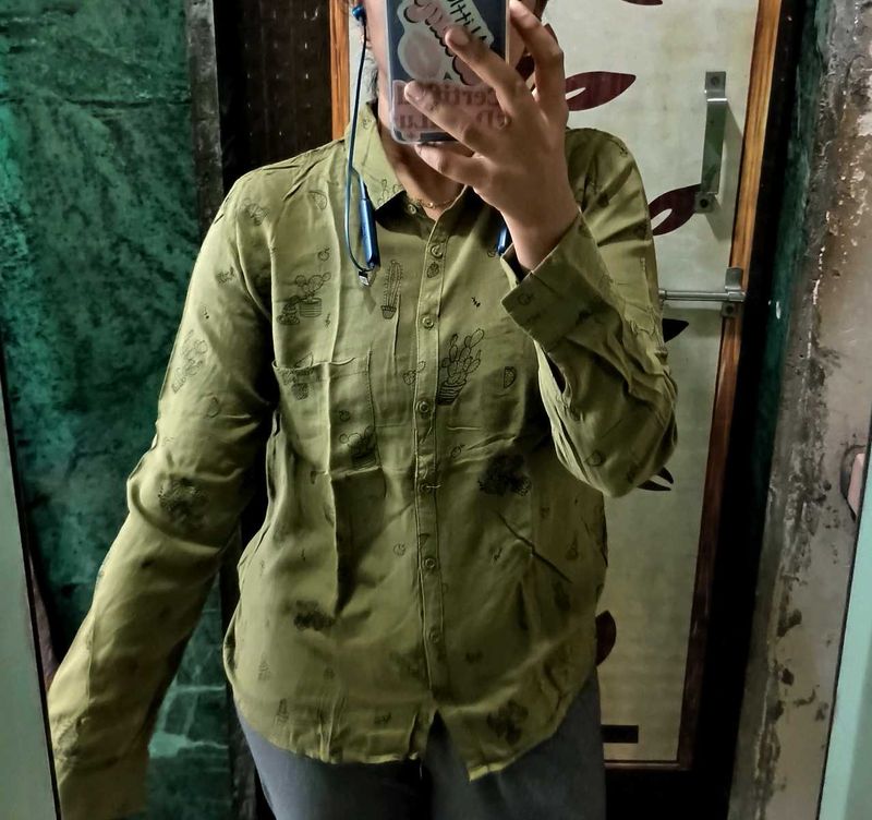 Green Printed Shirt