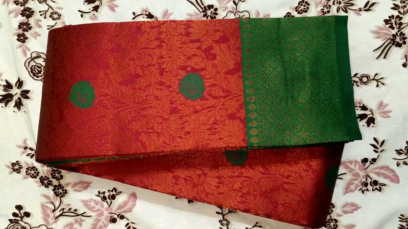 Elegant Red &amp; Green Saree