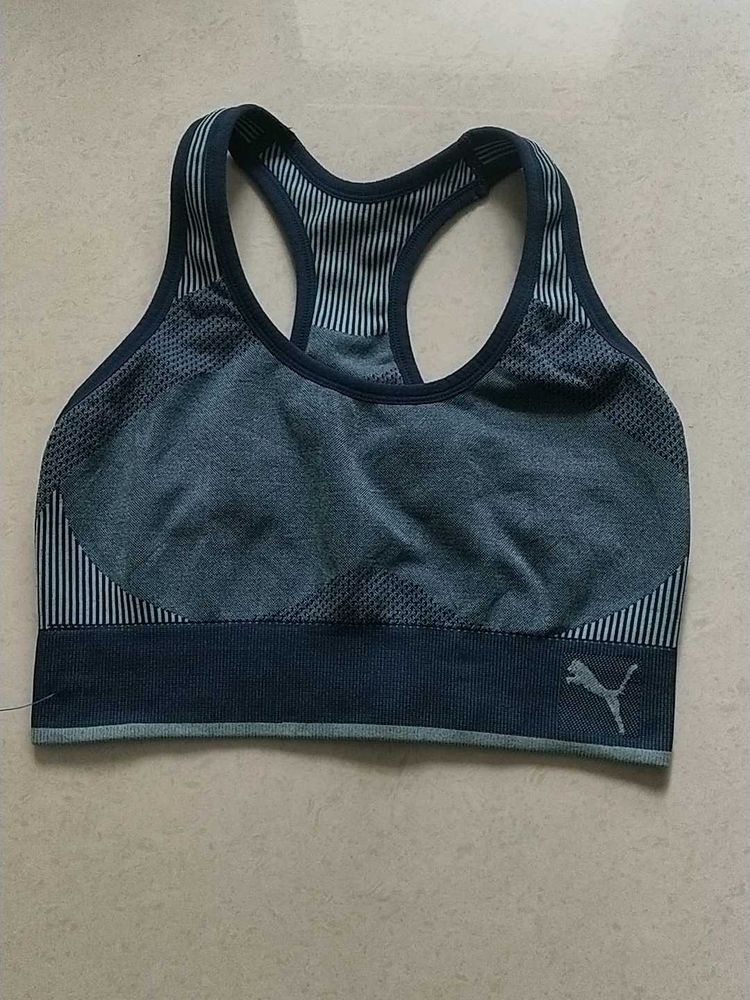 Puma Blue Patterned Sports Bra
