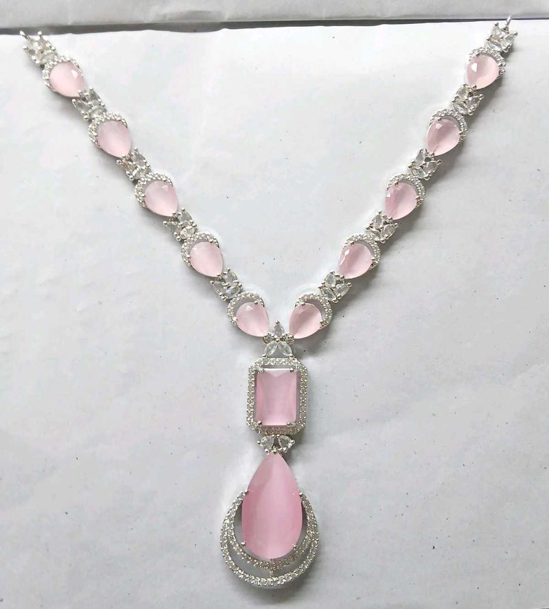 Elegant Pink AD stone Jewellery Set