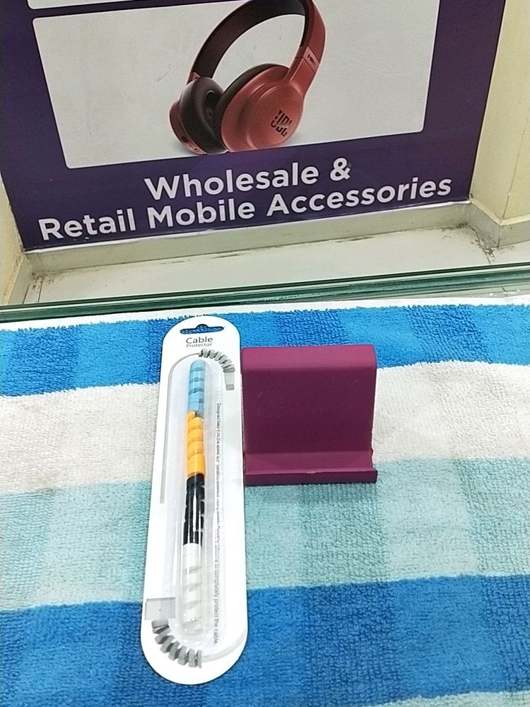 Combo Mobile Stand And Cable Protector