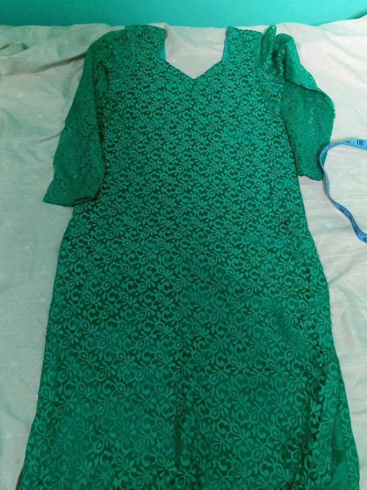 Emerald Green Embroidered Dress