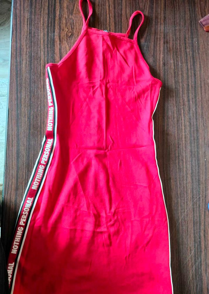 Bershka Red Halter Bodycon Dress