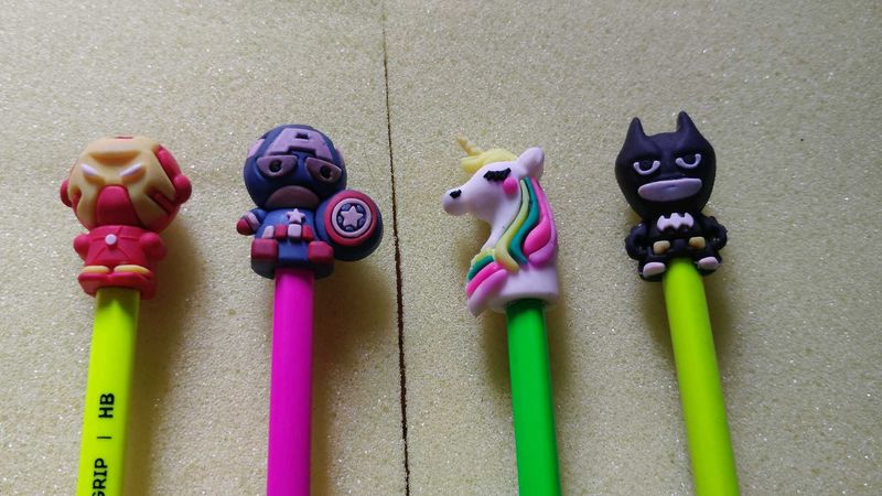 Marvel &amp; Unicorn Pencils - Fun Character Pencil4pc