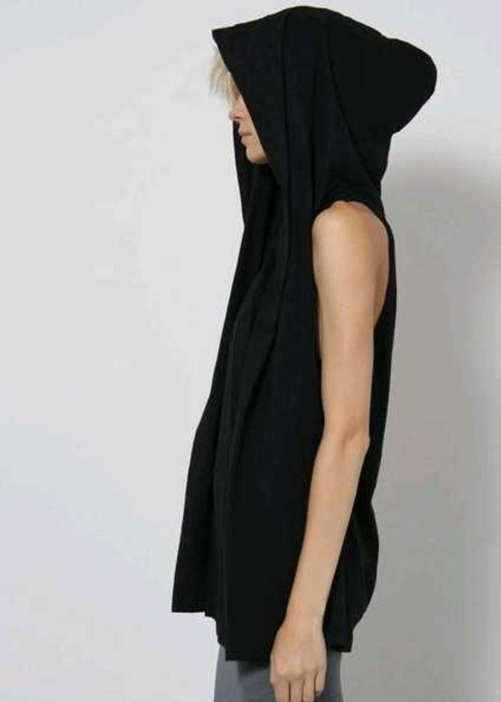 Sleeveless Black Hoodie Unisex