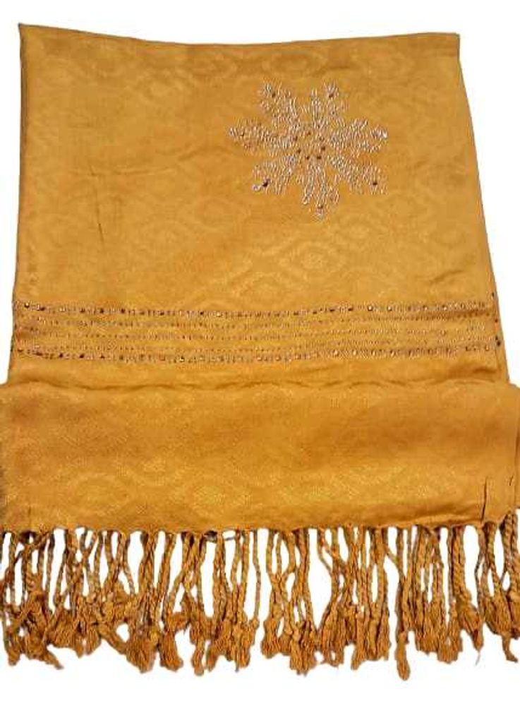 MUSTARD STOLE WITH SWAROVSKI WORK