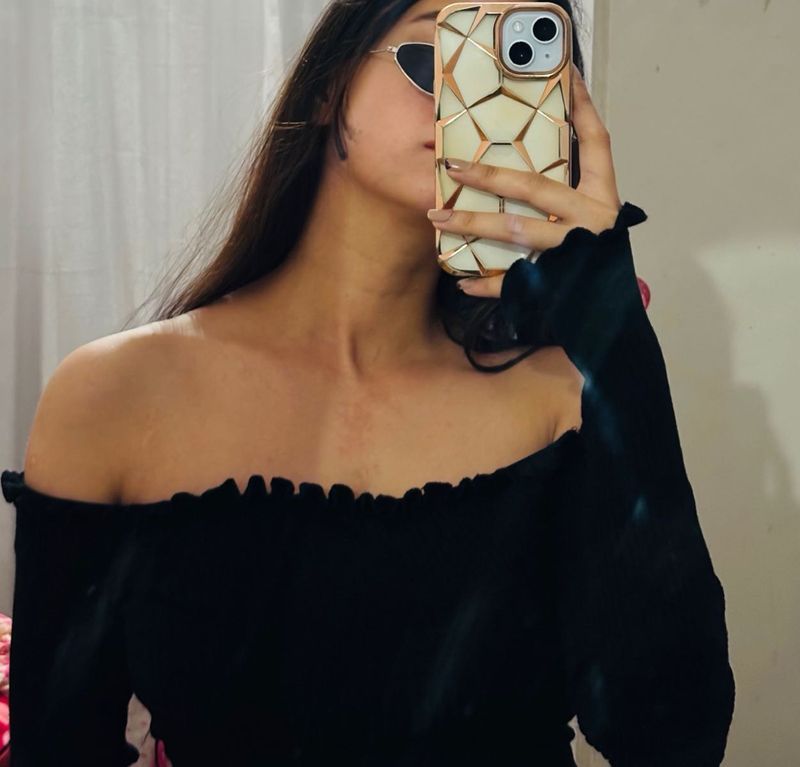 Off Shoulder Black Top