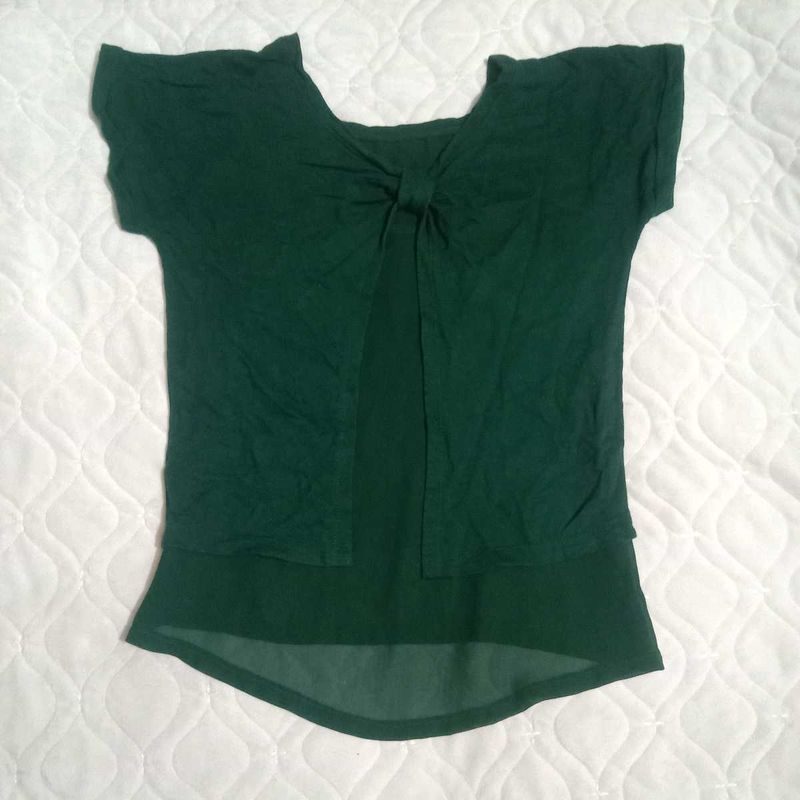 Green Tie-Front Top