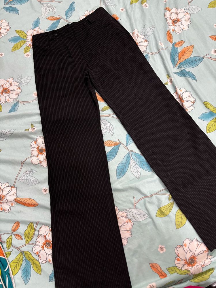 Pinstripe Flare Leg Trousers