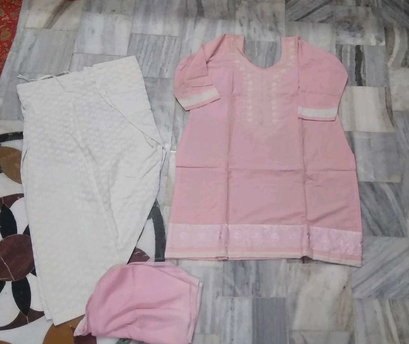 Kurta +Embroidery Work Bottom+Duppta