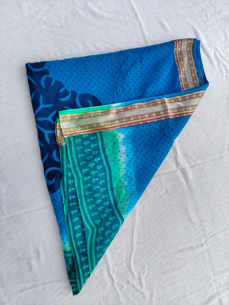 Elegant Blue Printed Cotton Dupatta 💙
