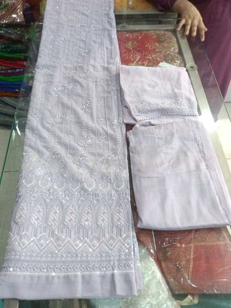 Lavender Embroidered Salwar Kameez Fabric