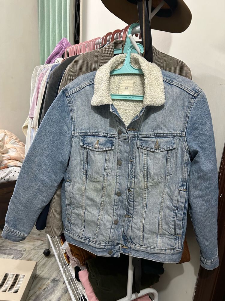 H&amp;M Denim Jacket / Sherpa Collar