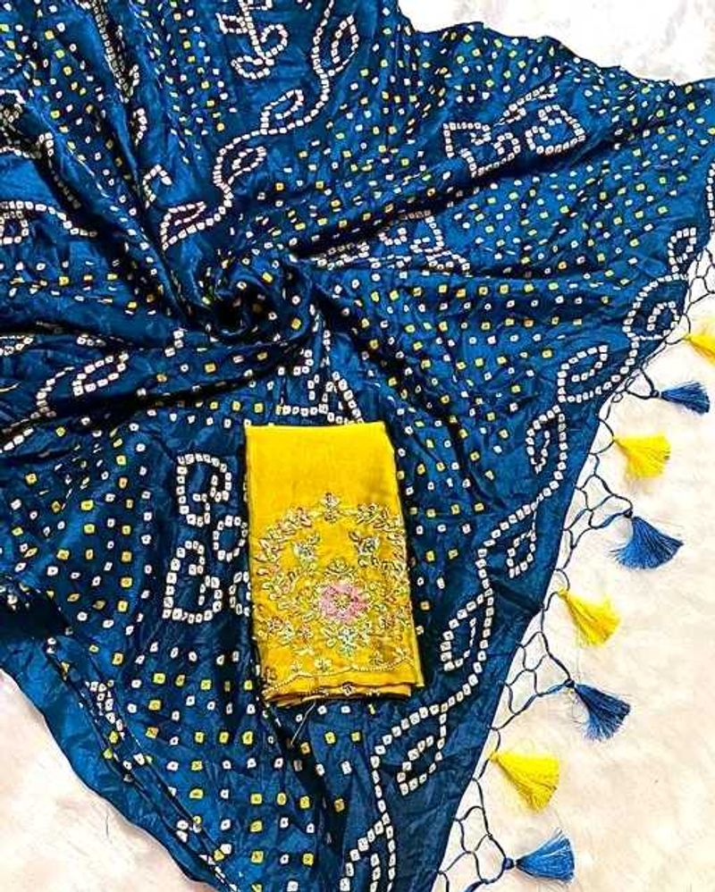 Bandhani Saree with Embroidered Blouse