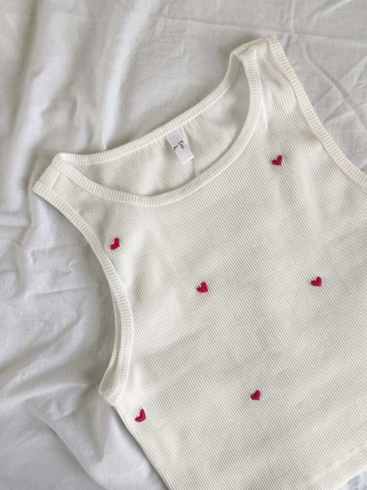 Heart Embroidered Tank Top