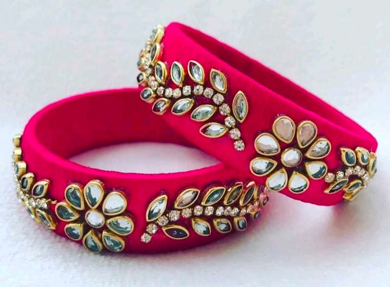 Pink Floral Bangles