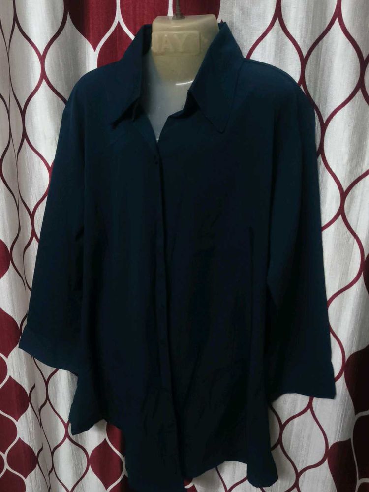 Elegant Blue 3/4 Sleeve Blouse