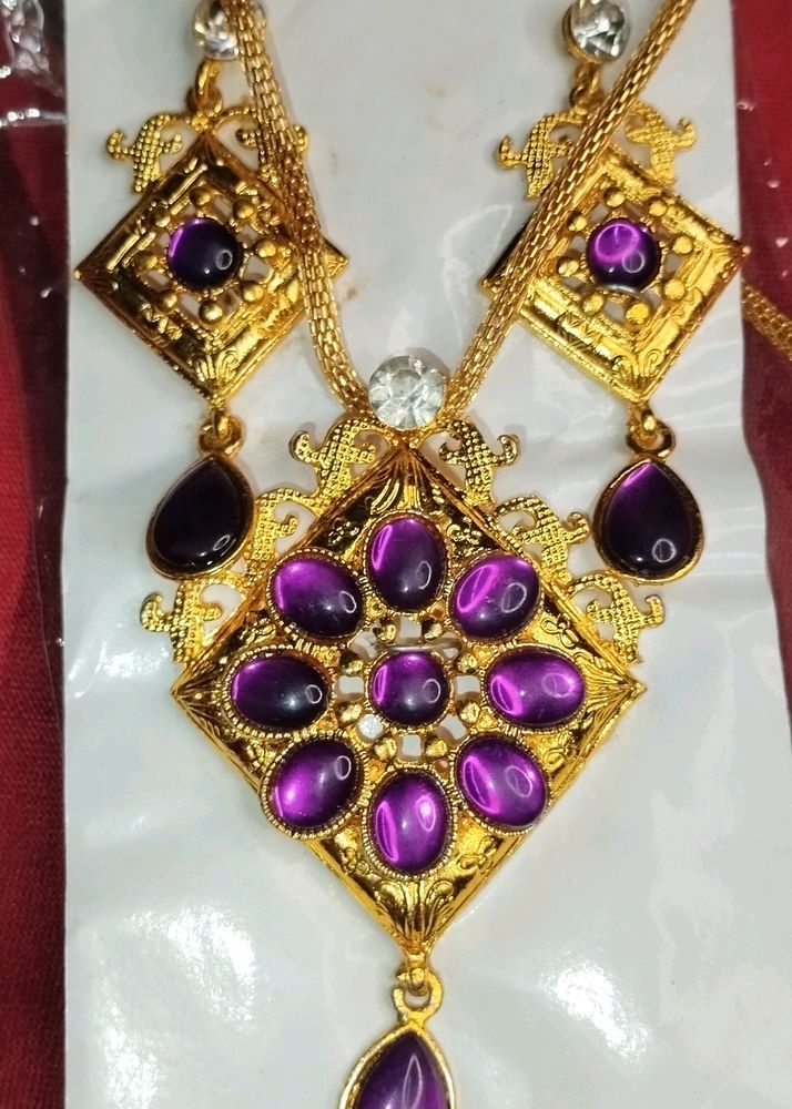 Purple &amp; Gold Necklace Set