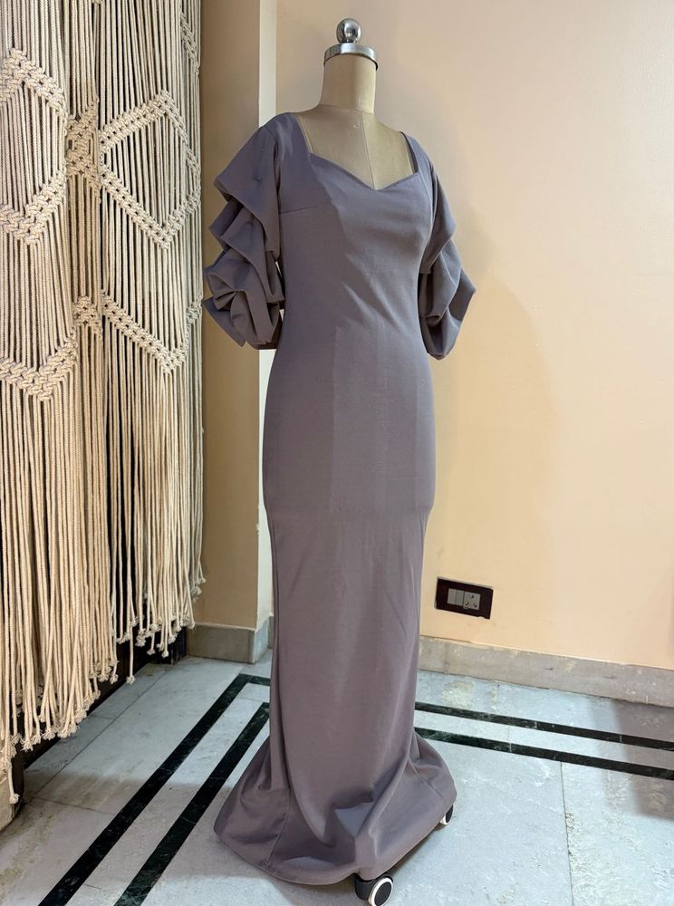 Pretty Puff Sleeves Slit Dress