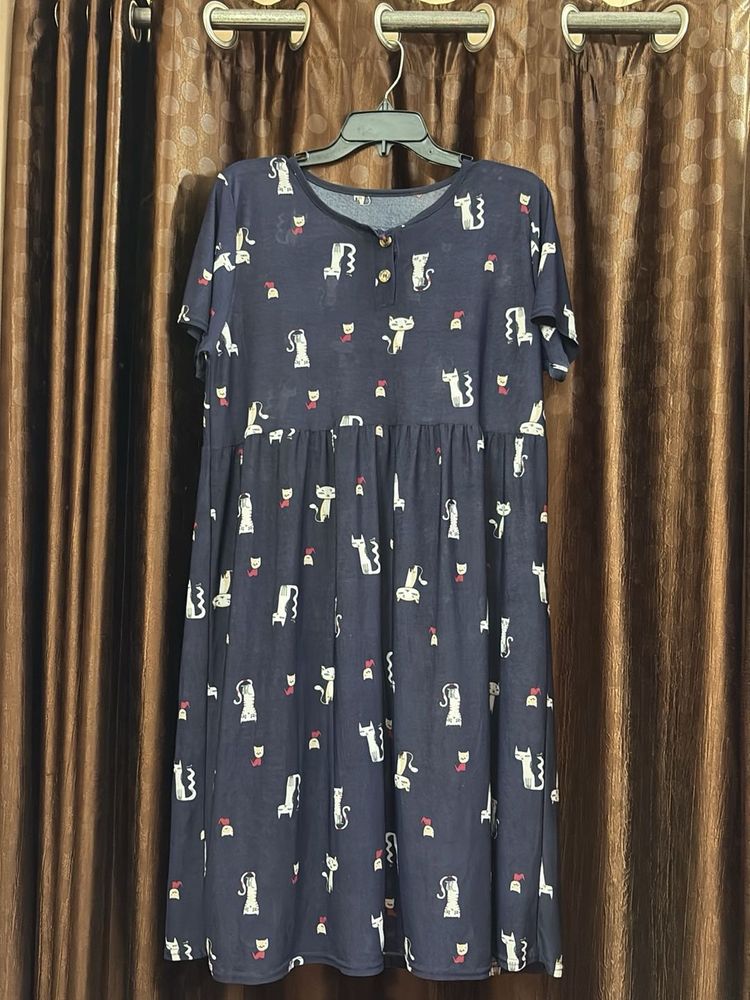 Cute Cat Print Dress