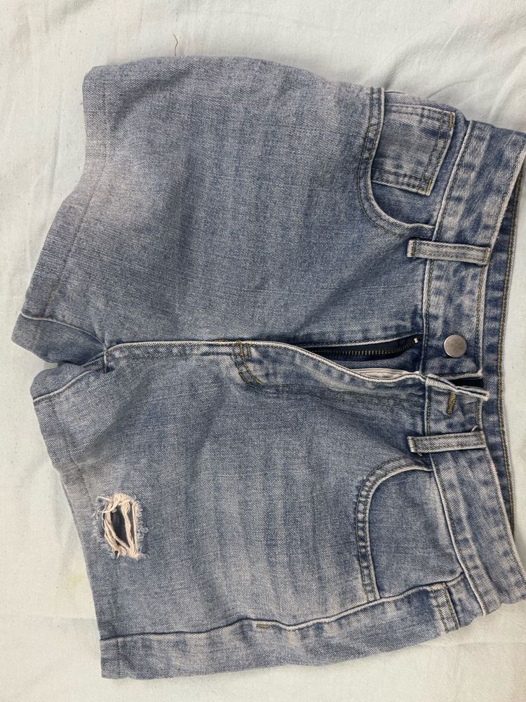 Denim Ripped Shorts