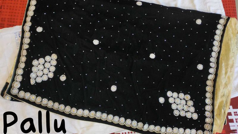 Elegant Black Velvet Saree