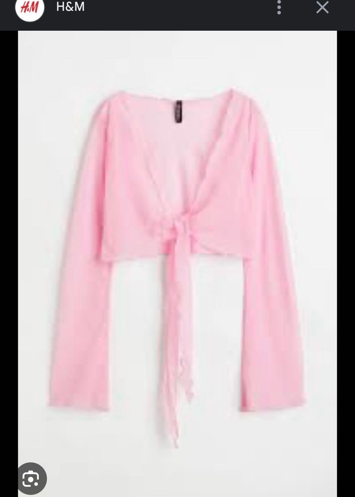 H&amp;M airy tie hem pink beachy top