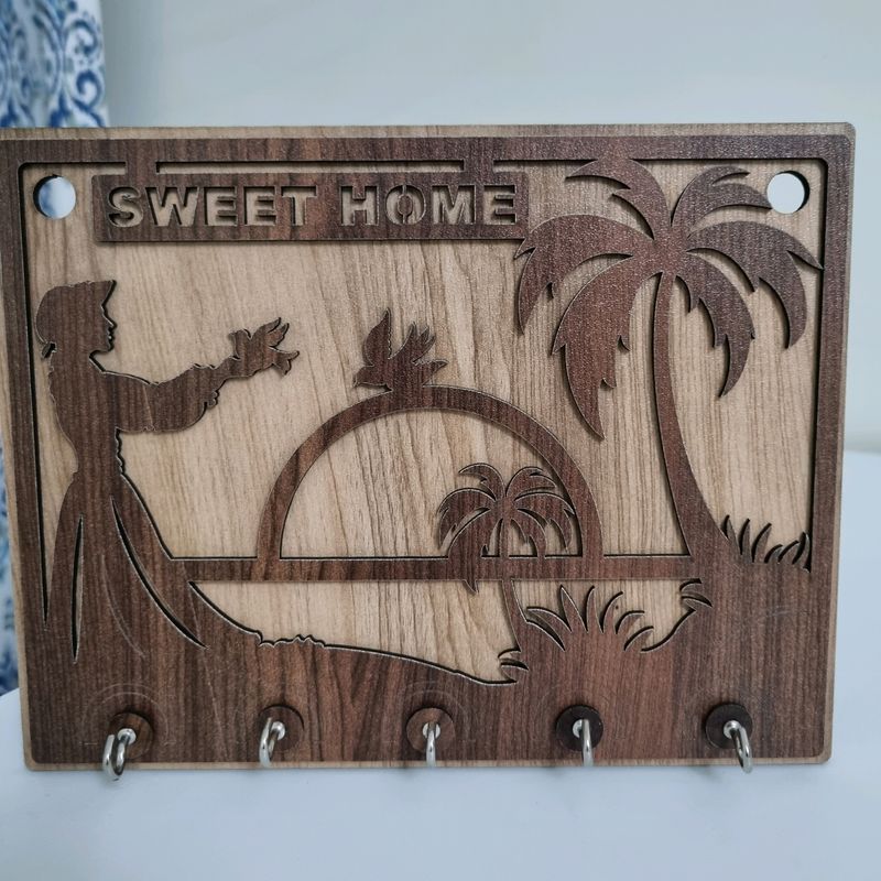Sweet Home Wooden Wall Hanging Key Holder