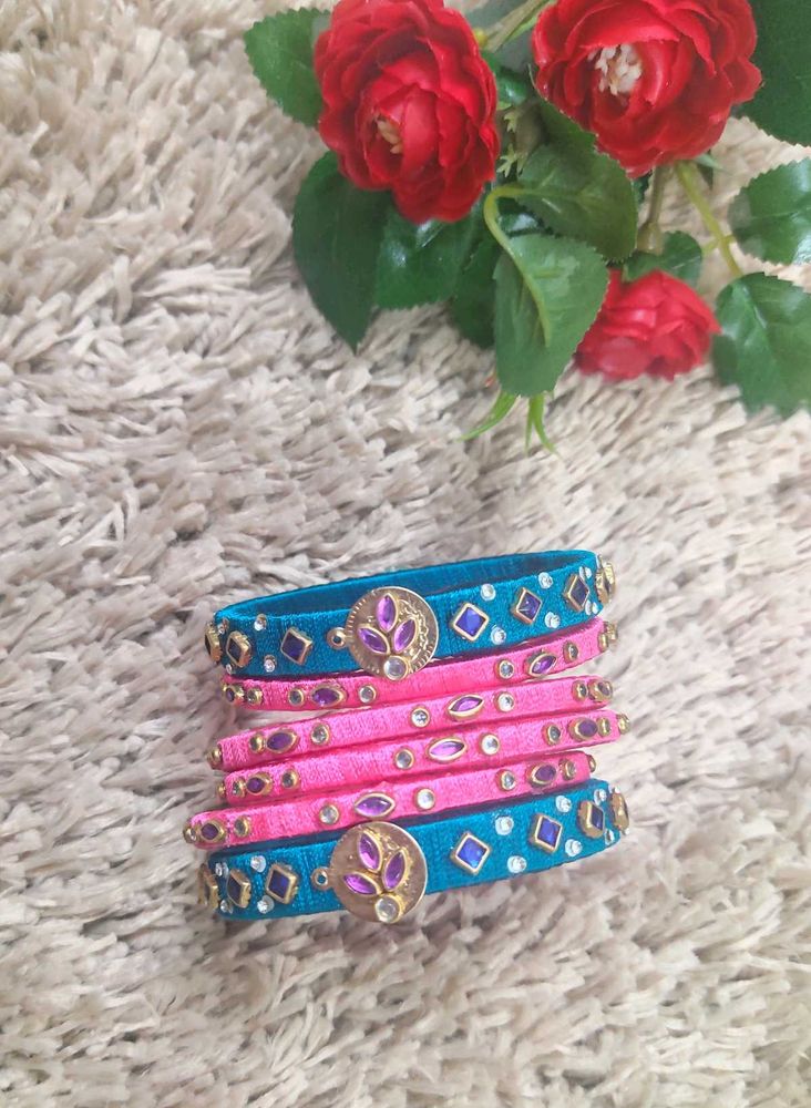 Silk Thread Bangles - Set of 6