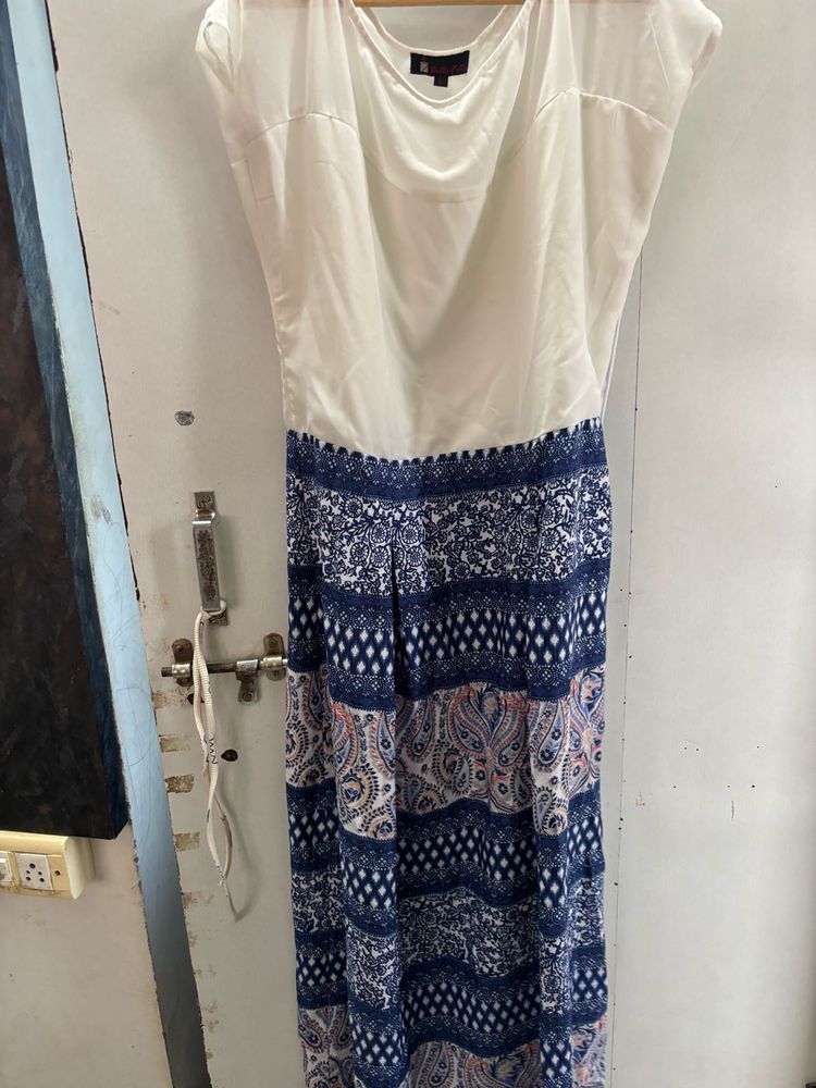 White And Blue Maxi Gown