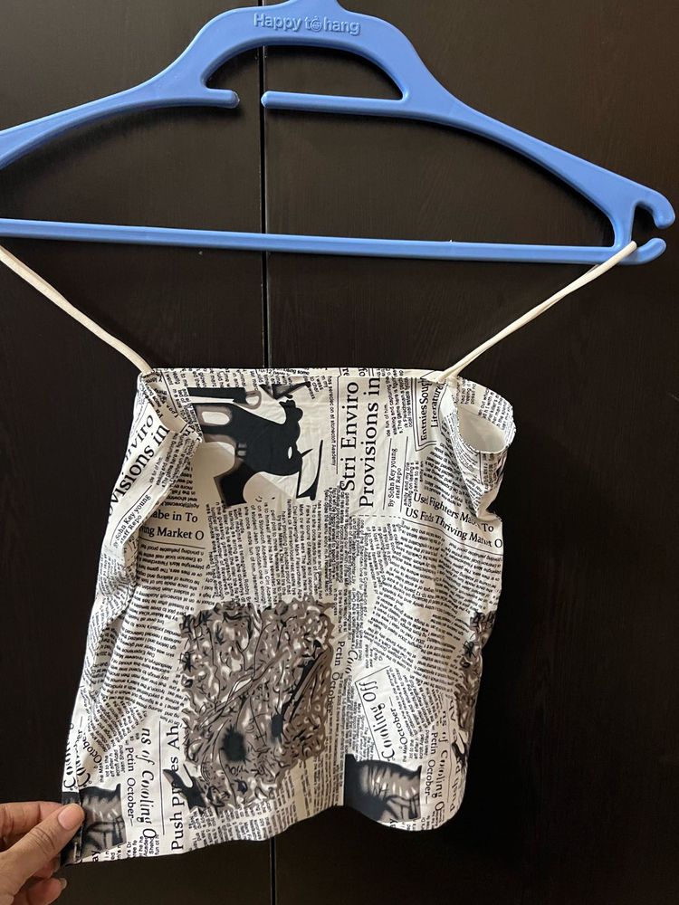 Trendy Newspaper Print Top