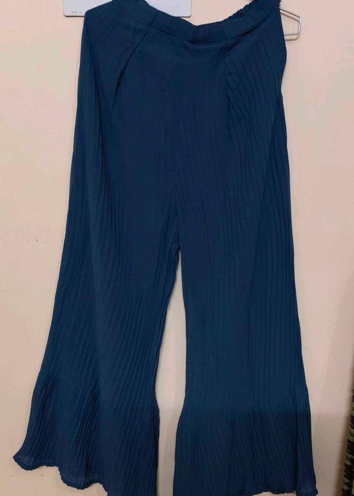 Teal Pleated Palazzo Pants
