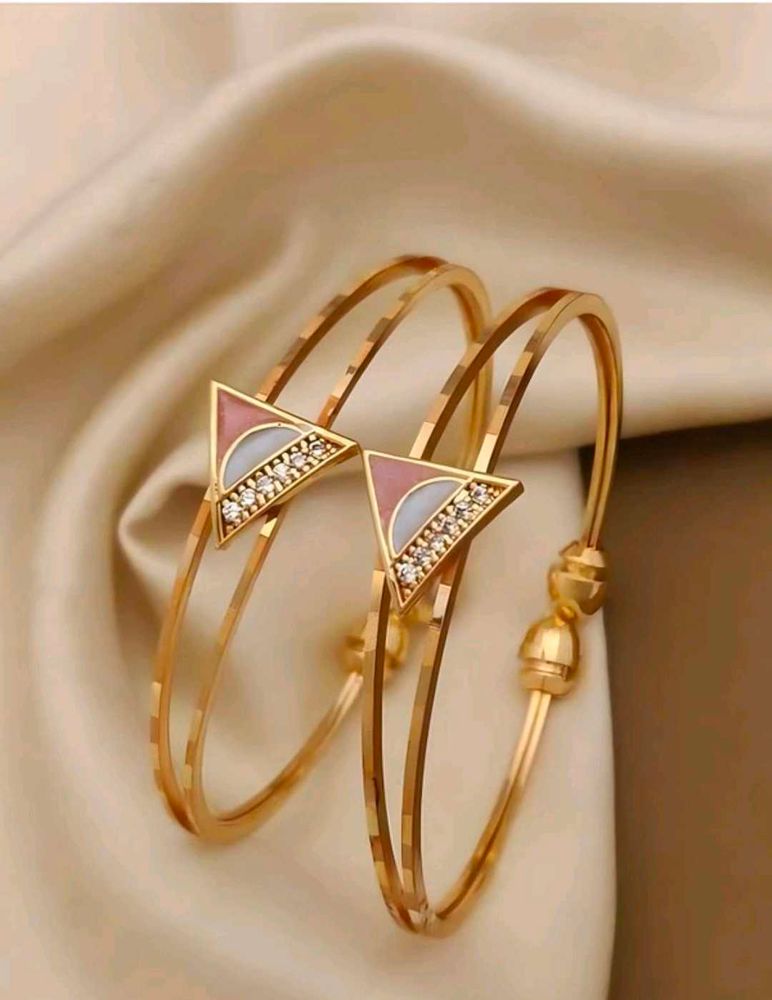 Brass crystal Gold-Plated Bangles- pack of 2