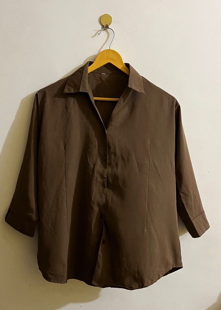 Brown Button-Up Top