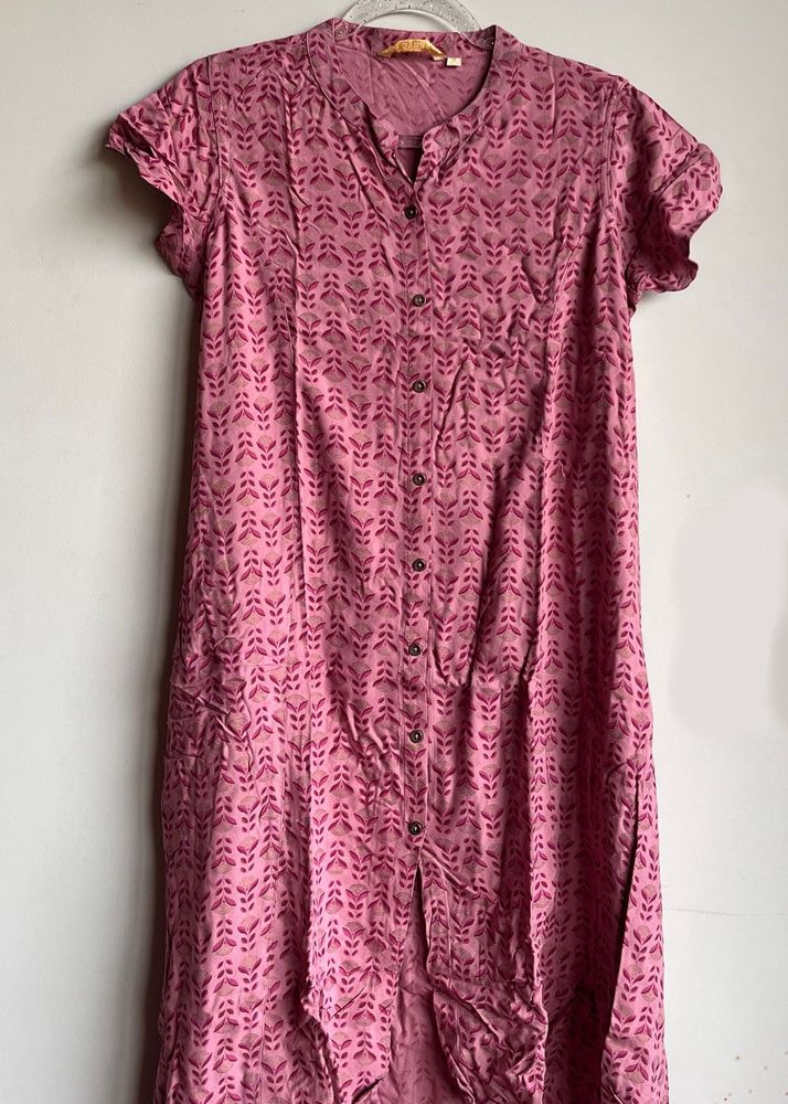 Foil-Printed Pink Kurta