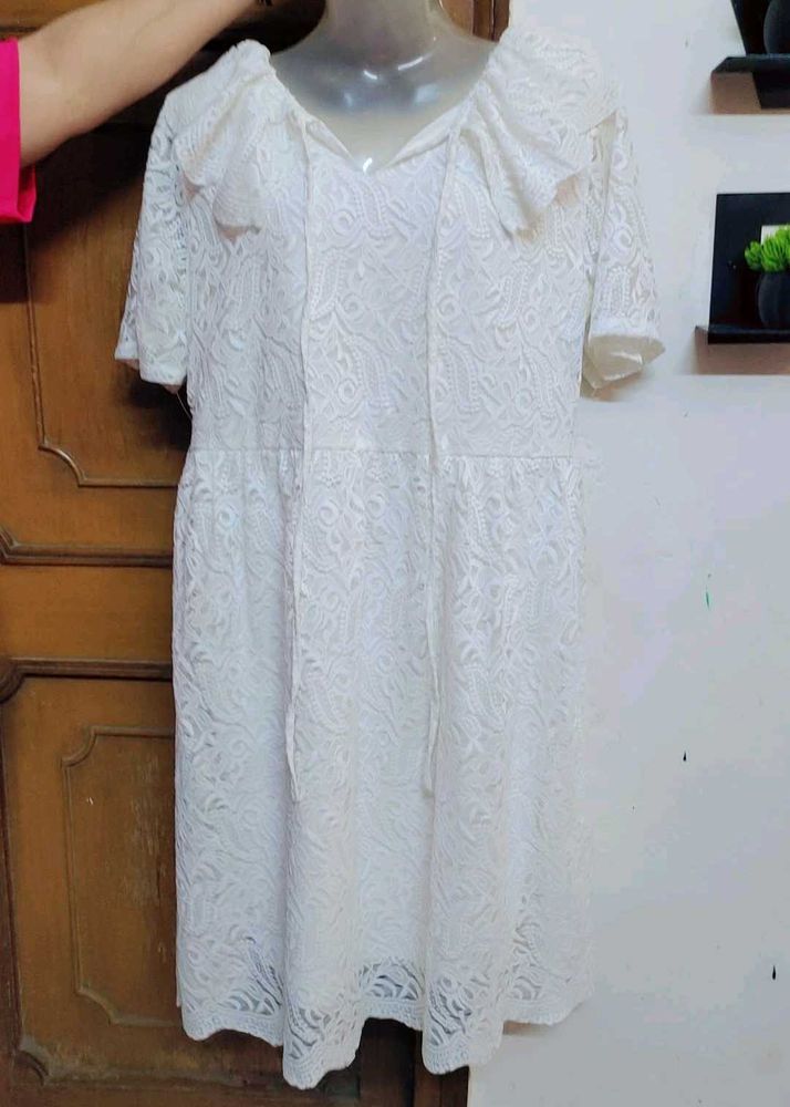 Elegant White Net Dress