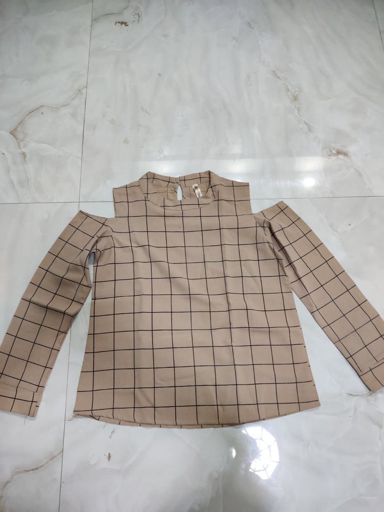 Cold Shoulder Beige Top
