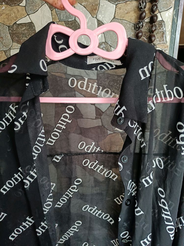 Five Square Black Top For Women