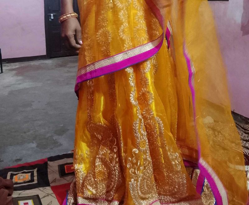 Elegant Yellow Embroidered Lehenga Choli