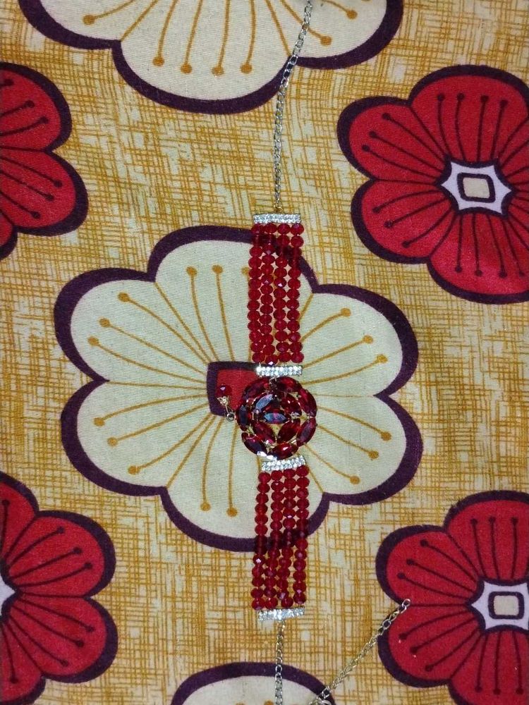 Red Beaded Statement Necklace Choker