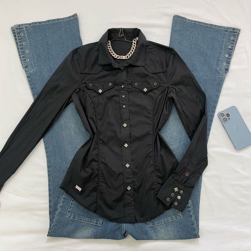 Stargirl Bedazzled Fitted Y2K Shirt